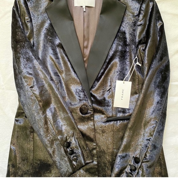 FRAME Glamorous Shimmery tuxedo Blazer For Top Special Occasions! Size:10 - Picture 8 of 11